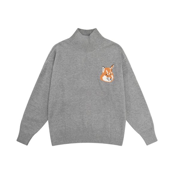 Maison Kitsune Turtleneck Pullover Sweater Gray - Picture 1 of 7
